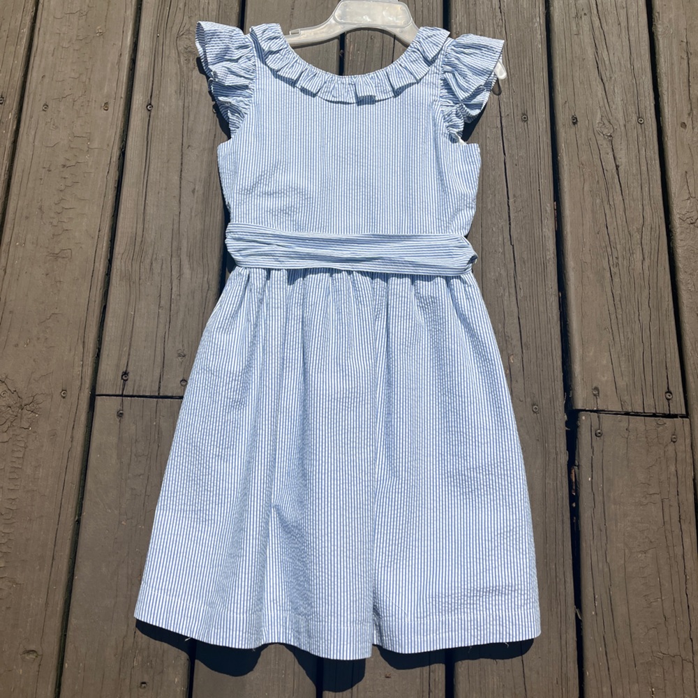 Crewcuts Girls Seersucker Ruffle Dress